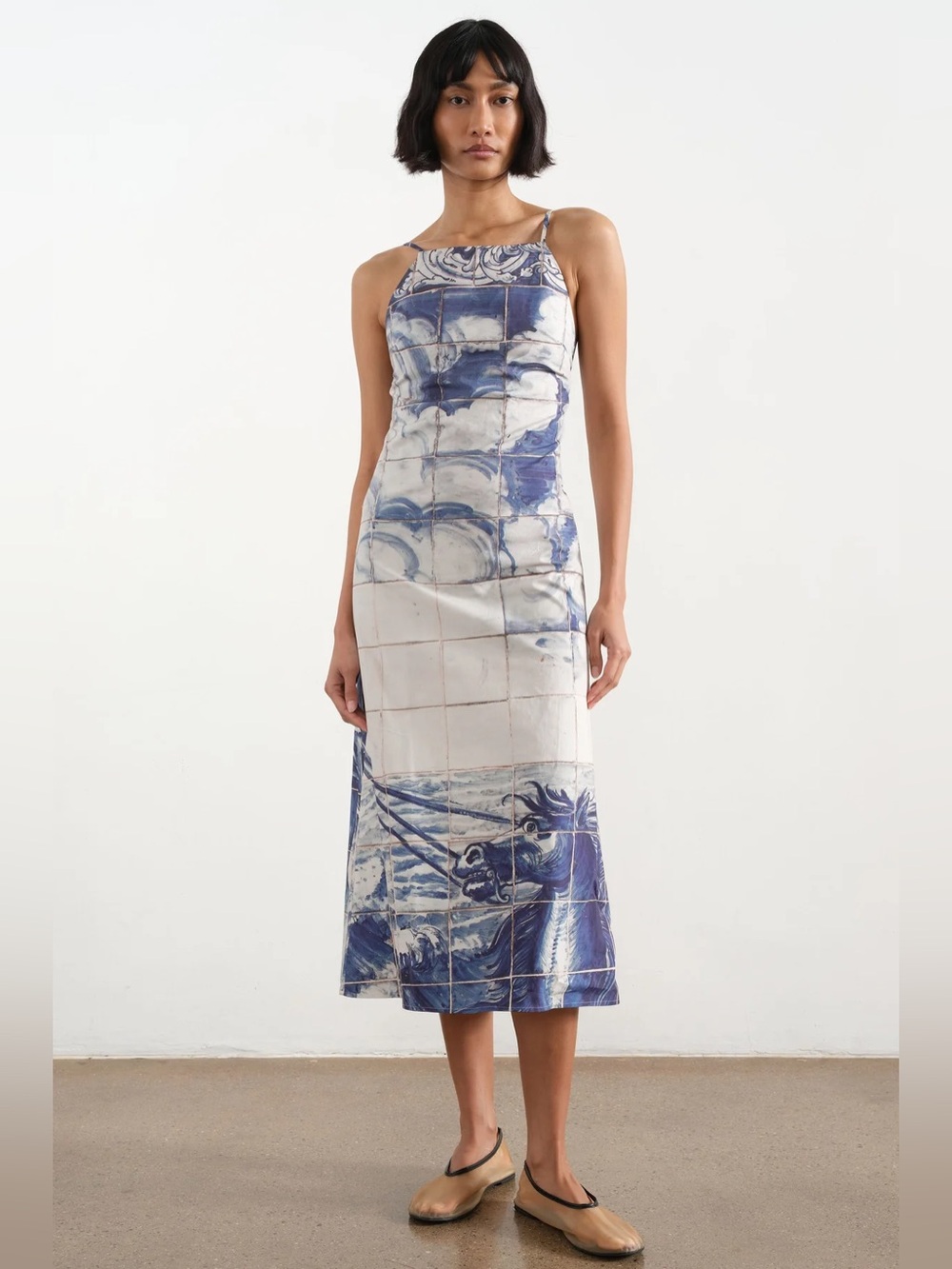 Grover Rad Poseidon Backless Dress White Blue Size 6